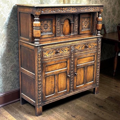 Carved oak court cupboard - court,