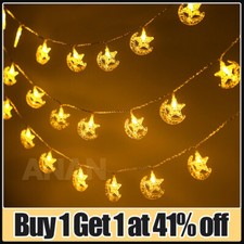 Ramadan Mubarak Decorations LED String Fairy Lights Moon Star  Lamp Muslim Light
