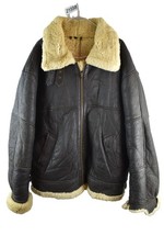 Heeli Orignal Shearling Mens Vintage Brown Bomber B3 Collared Leather Size 50'