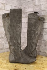 GREY FAUX LEATHER KNEE HIGH