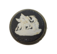 Sterling Silver Mounted Wedgwood Cameo Jasperware Brooch Vintage c1970