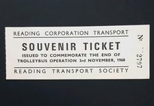Reading Souvenir Ticket - End Of Trolleybus Operation - 3rd November 1968