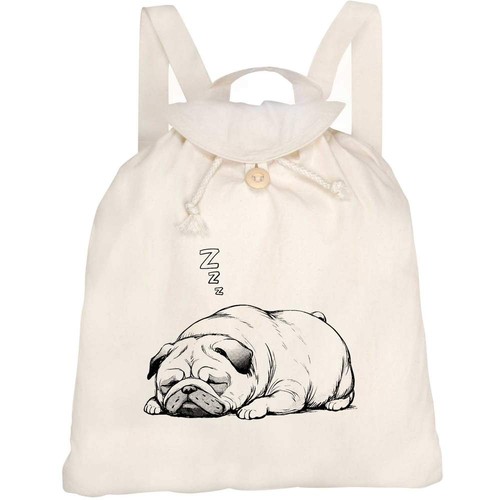 Sleeping pug canvas rucksack - 'sleeping, pug'