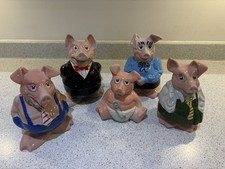 Wade NatWest Pig Piggy Bank Full Set of 5 Money Boxes All Stoppers Present **VGC