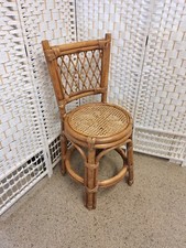 Vintage Rattan and wicker High Stool, Bamboo bar stools with foot rests