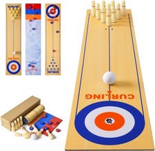3 in 1 Table Top Shuffleboard Pucks and Bowling Ball Curling 80*20cm 