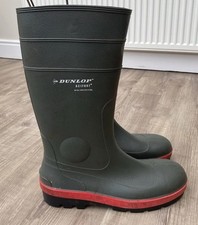 DUNLOP Acifort Heavy Duty Green Steel Toe Cap Safety Wellington Boots UK 12