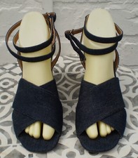 Top Shop *  Peep Toe, Gladiator , Wedge Heels,  Denim Sandals Size 6/39