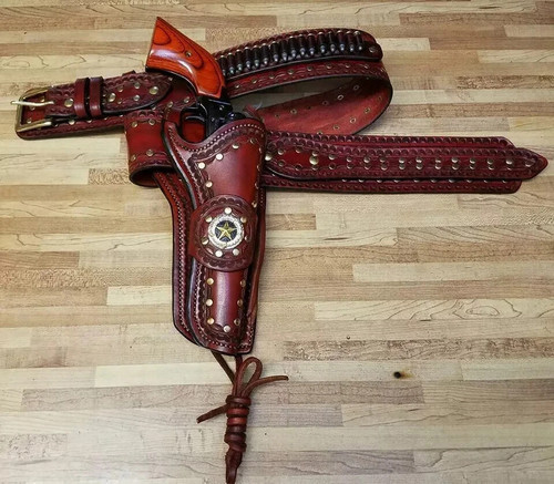 Cherry red western leather - western, gun