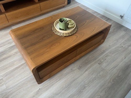 Brown wood rectangular coffee - wood,