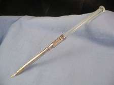 ART NOUVEAU FRENCH SILVER & MURANO RIBBON GLASS DIP PEN CALLIGRAPHY CRAFT