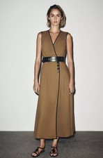 ZARA CONTRAST LINEN BLEND MIDI