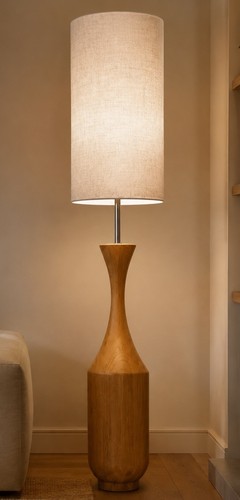 Natural mango wood lamp tall - wood,