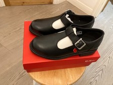 Kickers Kick T-Bar, Leather School Shoes Black - UK 6