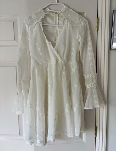 White boho lace embroidered - white,