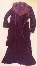 HOBBS Bordeaux/Wine Velvet Silk Mix Lined Ruffle Dress & Matching Jacket, Size10