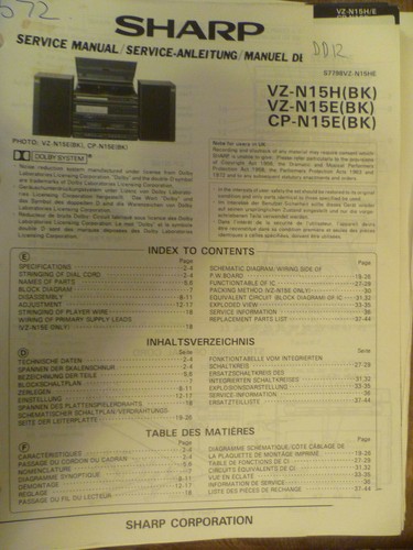Sharp n15h vz - , vz-n15e
