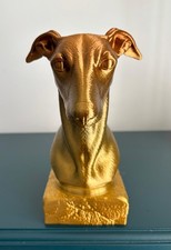 Greyhound whippet lurcher ornamental bust statue figurine, gold copper gradient