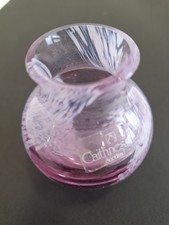 Caithness bud vase . Pink swirl. 9 cms tall.