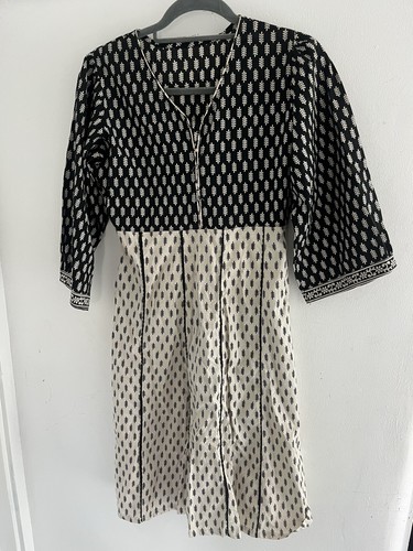 Cotton blue indian print long - cotton,