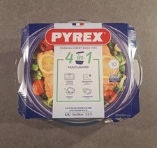 NEW Pyrex 4 In 1 Glass Oven Dish With Lid Multi Usages 2.1L Microwave/Oven Safe 