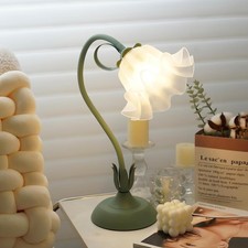 Flower Table Lamp, 3 Level Brightness Vintage Flower Reading Light with E26 Bulb