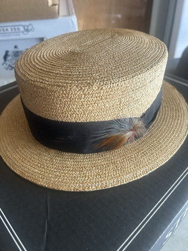Straw summer boater - straw, hat
