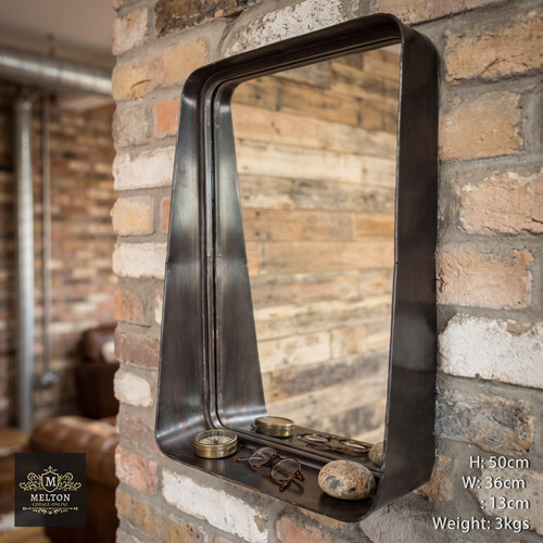 Mirror industrial style shelf - style,