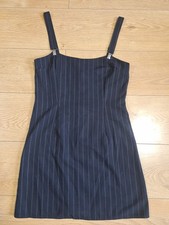 Y2K Vintage Womens Dress Bay Size 10 Pinafore Pin Stripe Black (38)