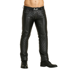 Mens Leather Pant Quiltted