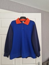 Asda Roksanda Womens Polo Jumper. 3 Quarter Button Up. Size 16 Blue.