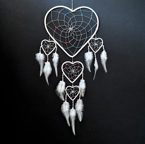 Large white dream catcher - white,