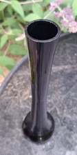 Black Glass Tall Vase, Rounded Vase, Decorative Art Glass, Lilly Vase