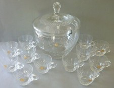 Crystal Punch Bowl & 12 Cups -