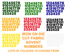 ADVENT IRON ON DIE CUT FABRIC NUMBERS ! 1-25!! aprox 3/4" inches Craft/Christmas