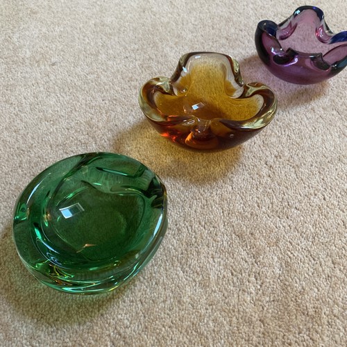 Three vintage glass bowls