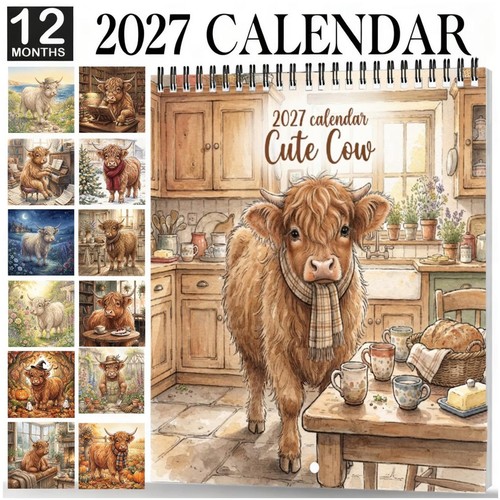 2027 funny highland cow - 2027, wall