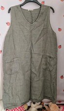 Francesca Bettini 100% Ladies Linen Summer Dress Size 2xXL Khaki Greenish Colour