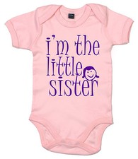 Baby Girl Bodysuit "I'm the Little Sister" Babygrow Vest Newborn Gift