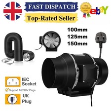 4/5/6'' Inline Bathroom Extractor Fan Silent Universal Loft Ventilation System