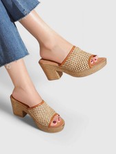 Ladies Mules Sandals Camel