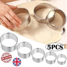 5PC Stainless Steel Round Biscuit Cutter Set Dumpling Pastry Mold Baking Tool