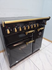 ELECTRIC RANGEMASTER ELAN 90CM RANGE COOKER IN BLACK AND GOLD.Ref--ED295