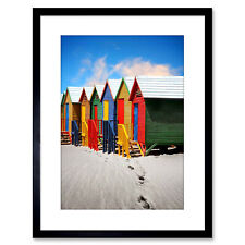 Photo Dt Bright Beach Huts Seaside Sand Framed Print 9x7 Inch