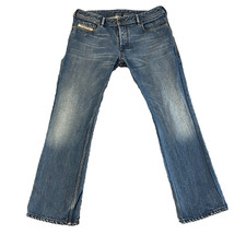Diesel Mens Bootcut Jeans Regular Fit Light Blue 100% Cotton Zathan W34 L30