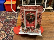 Decoupage Dogs and Wreaths Stepper Christmas Card - Approx 4 x 5 inches