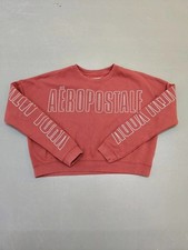 Aeropostale Red Sweatshirt Medium Cropped Crewneck Logo Print New York Pullover