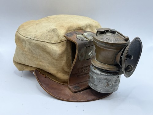 Antique miners hat leather - antique,