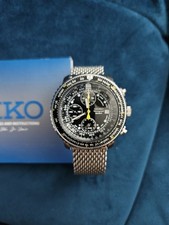 Seiko SNA411P1 Flightmaster Wristwatch the Mighty Flighty Squale Mesh Braclet