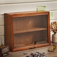 Vintage Desktop Cupboard Small Wooden Storage Cabinet Rustic Display Shelf Unit